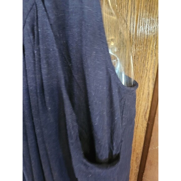 Navy Overalls Romper Jumpsuit Wide Leg 20% Linen Pockets Comfy Women's XL - Picture 6 of 7